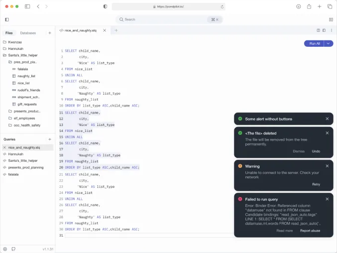 PondPilot showing a notification in context.