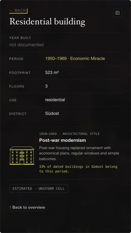 Building card for a residential building from 1950–1969