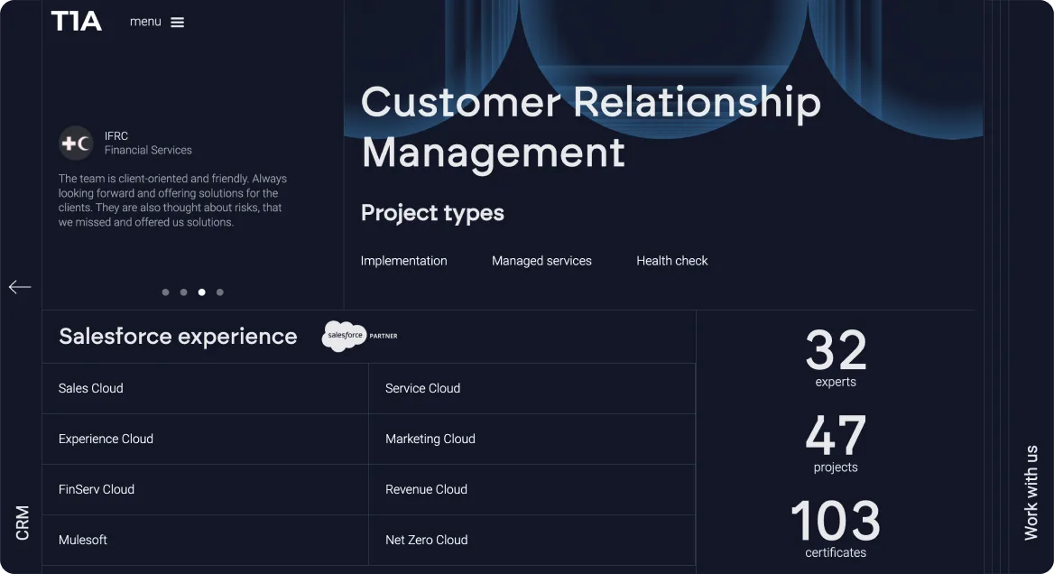 Customer Relationship Management department page