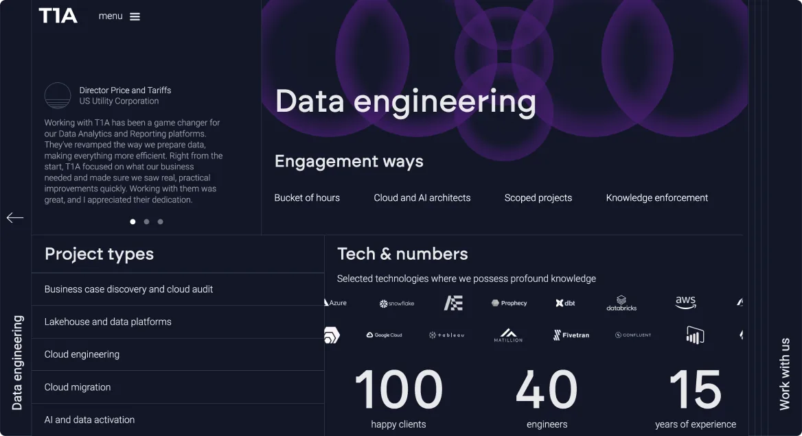 Data engineering department page